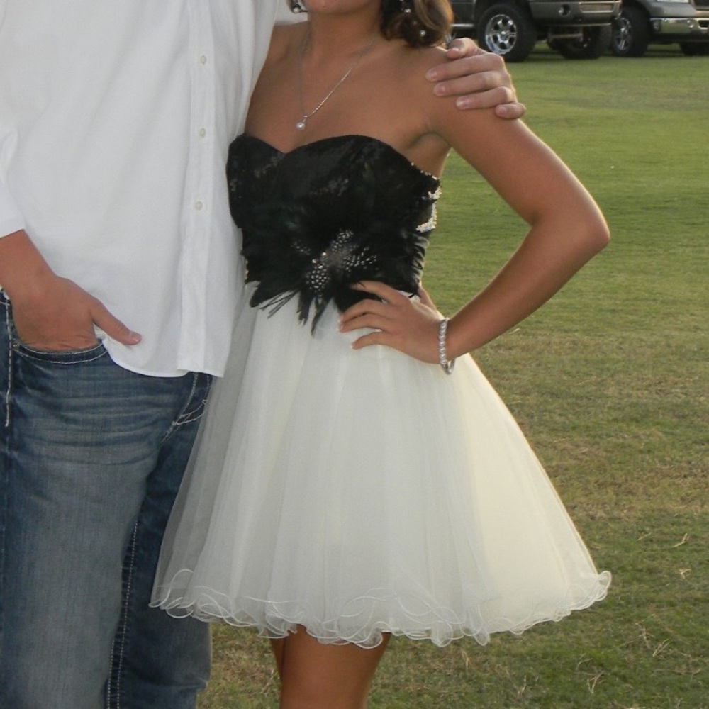 Semi formal black and white dress